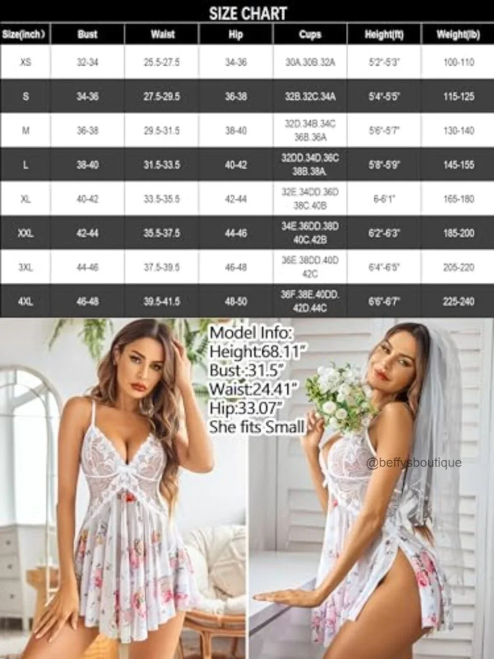 Lace Babydoll Chemise with Mesh & Adjustable Straps Nightgown